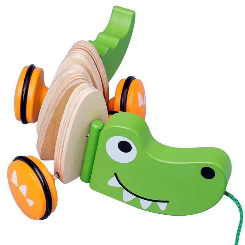 Fidtoy Crocodile à Tirer en Bois, Jouet de Marche pour Tout-Petits