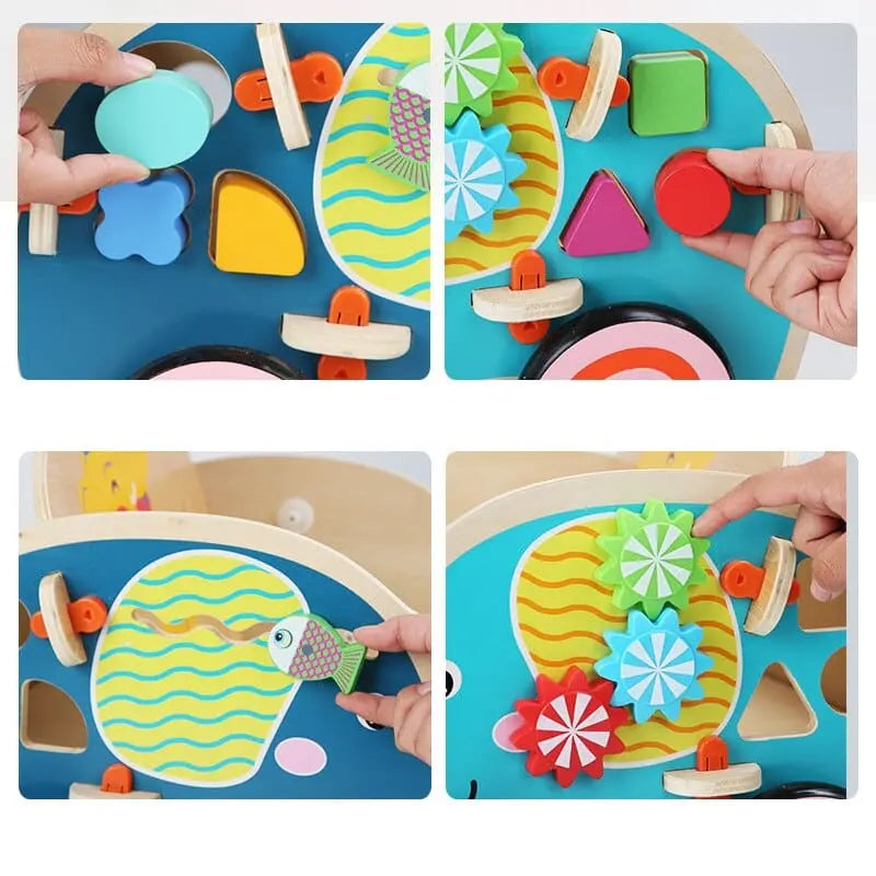 Fidtoy Pousseur Walking Cart – Elephant Wooden Toddler Push Toy for First Steps