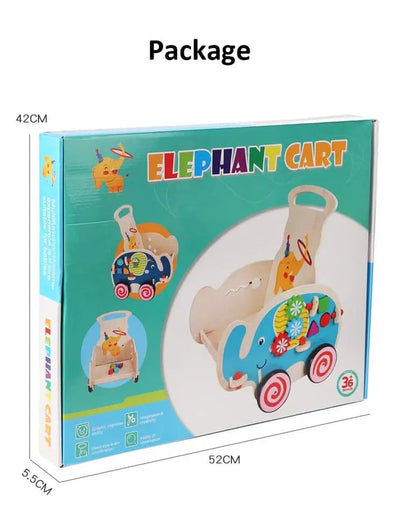 Fidtoy Pousseur Andador – Carrito de madera de elefante para que los bebés den sus primeros pasos