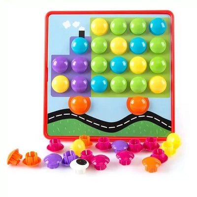 Fidtoy Button Idea Color Recognition Kit for Kids – Button Art Matching Toy with Peg Board, Color Matching Mosaic Puzzle, Fine Motor Learning Activity