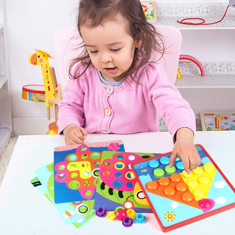 Puzles 3D, arte con botones, combinación de colores