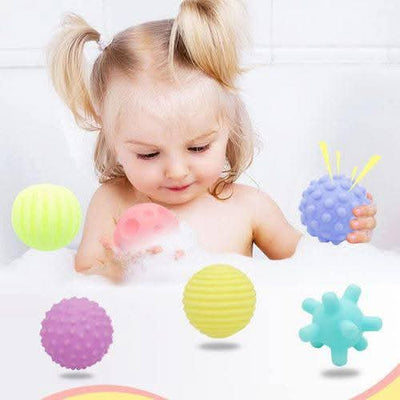 Balles sensorielles douces Fidtoy – Lot de 6 jouets de bain à presser pour bébés