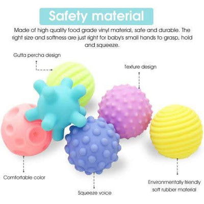 Balles sensorielles douces Fidtoy – Lot de 6 jouets de bain à presser pour bébés