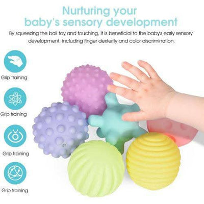 Balles sensorielles douces Fidtoy – Lot de 6 jouets de bain à presser pour bébés
