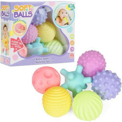 Balles sensorielles douces Fidtoy – Lot de 6 jouets de bain à presser pour bébés