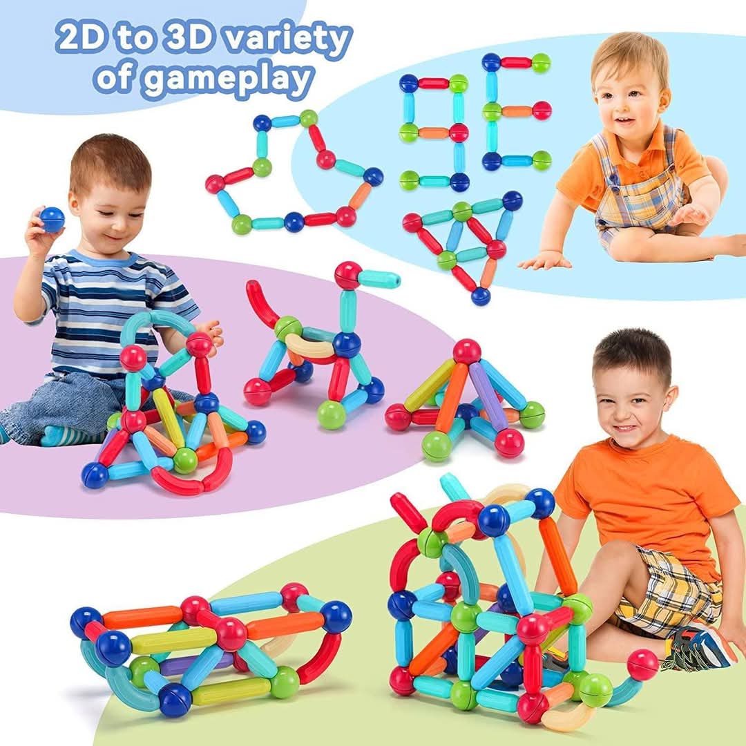 Juego de 25 Palos y Bolas Magnéticos para Construcción Fidtoy, Juguete STEM