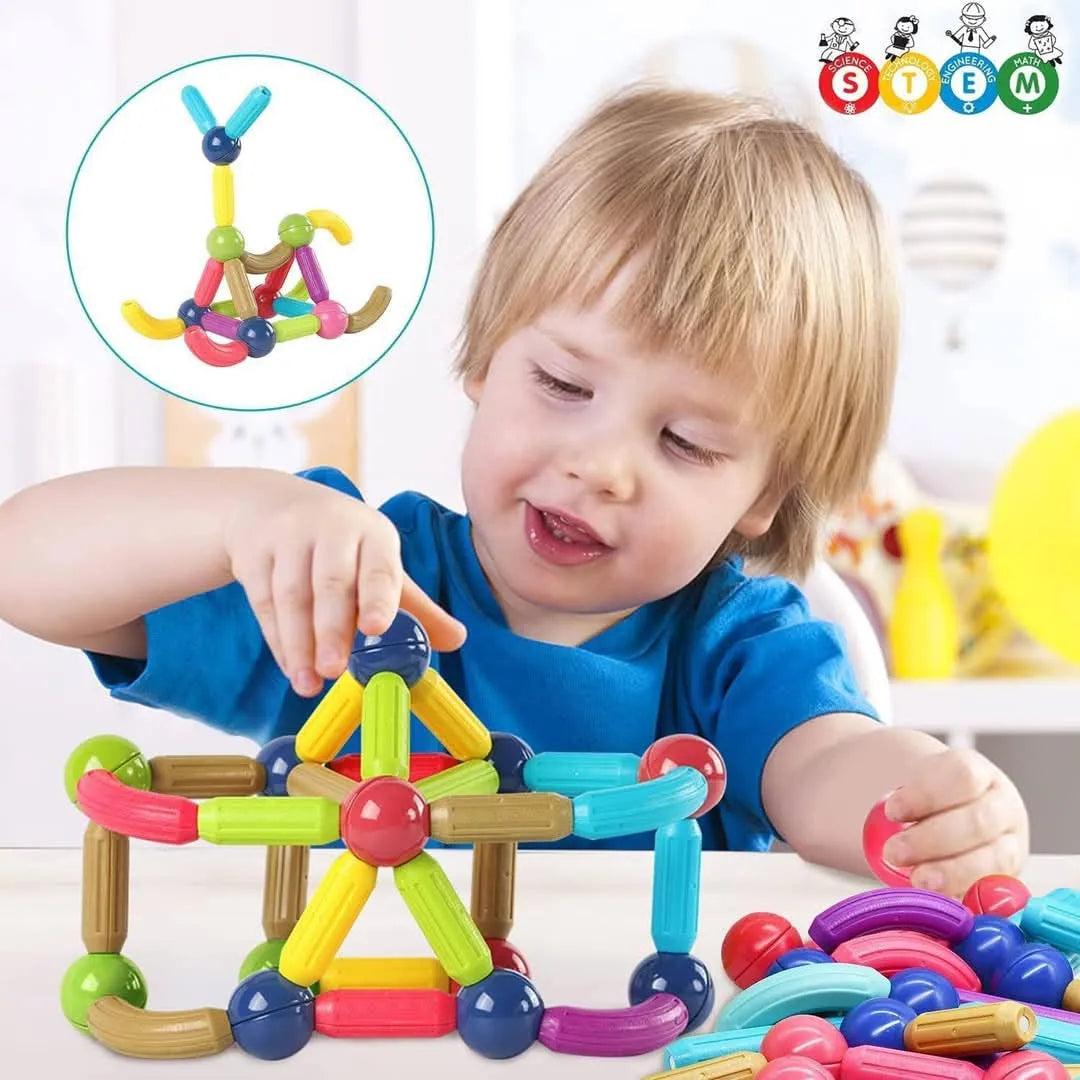 Juego de 25 Palos y Bolas Magnéticos para Construcción Fidtoy, Juguete STEM
