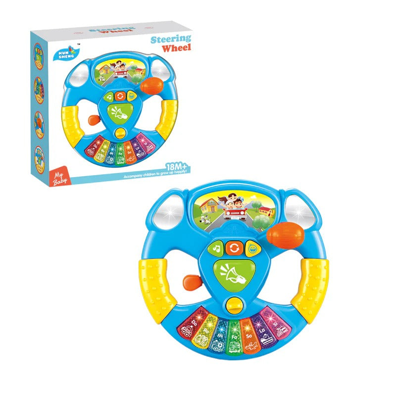 Fidtoy My Baby Steering Wheel Toy Plastic Musical Driving Wheel with Lights Sounds Songs Horn Gear Lever for Babies 6M+