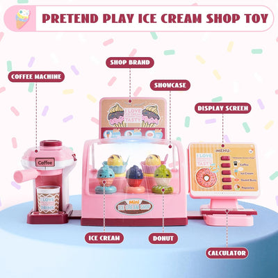 Fidtoy Counter Pretend Play Series Burger Shop for Kids, 25-Piece Pretend Kitchen Role Play Set, Educational Burger Shop Toy for Ages 3+