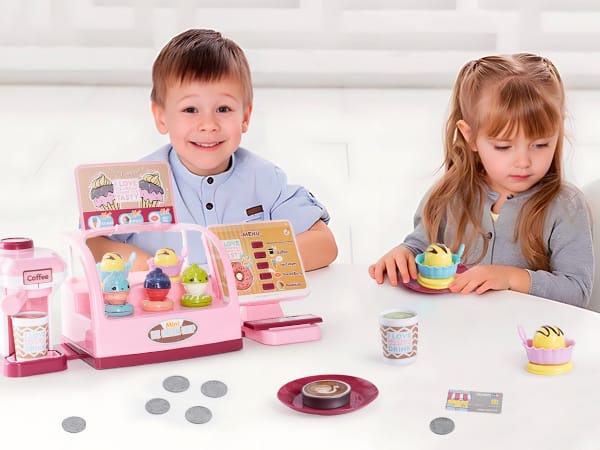 Fidtoy Counter Pretend Play Series Burger Shop for Kids, 25-Piece Pretend Kitchen Role Play Set, Educational Burger Shop Toy for Ages 3+