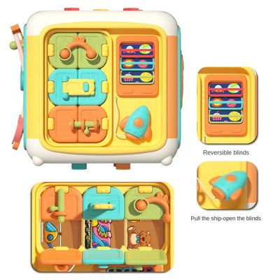 Fidtoy Montessori Busy Activity Cube for Toddlers 3+ – Six-Sided Sensory Learning Cube with Switches, Locks, Buttons, Gears & Fine Motor Skills Activities