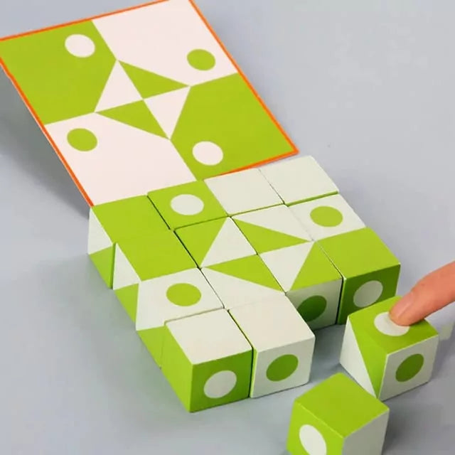 Bloques de patrones de geometría Montessori 3D de madera