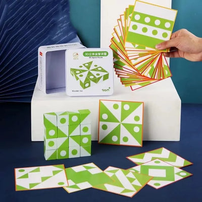 Bloques de patrones de geometría Montessori 3D de madera