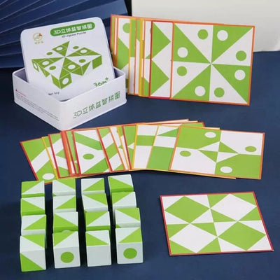 Bloques de patrones de geometría Montessori 3D de madera