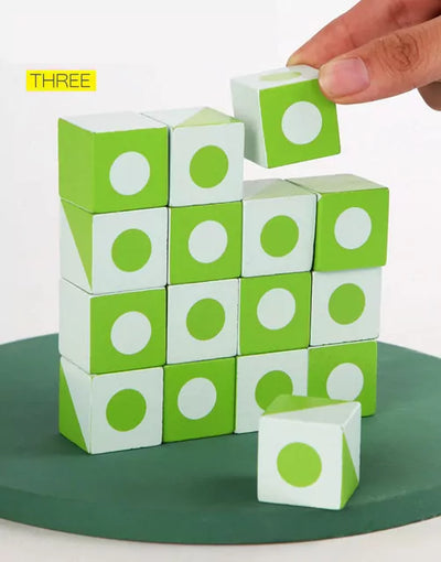 Bloques de patrones de geometría Montessori 3D de madera