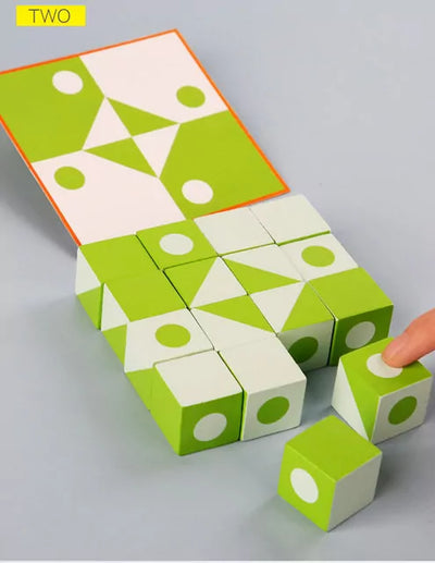 Bloques de patrones de geometría Montessori 3D de madera