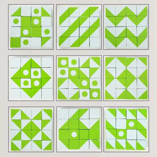 Bloques de patrones de geometría Montessori 3D de madera