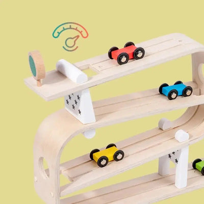 Rampe de voiture en bois Fidtoy pour tout-petits – Jouet de course Montessori pour jeu créatif en intérieur