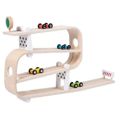 Rampe de voiture en bois Fidtoy pour tout-petits – Jouet de course Montessori pour jeu créatif en intérieur