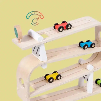 Rampe de voiture en bois Fidtoy pour tout-petits – Jouet de course Montessori pour jeu créatif en intérieur