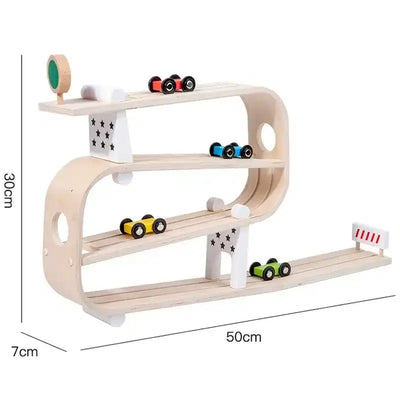 Rampe de voiture en bois Fidtoy pour tout-petits – Jouet de course Montessori pour jeu créatif en intérieur