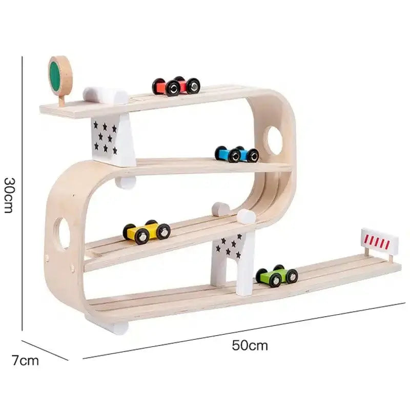 Rampe de voiture en bois Fidtoy pour tout-petits – Jouet de course Montessori pour jeu créatif en intérieur