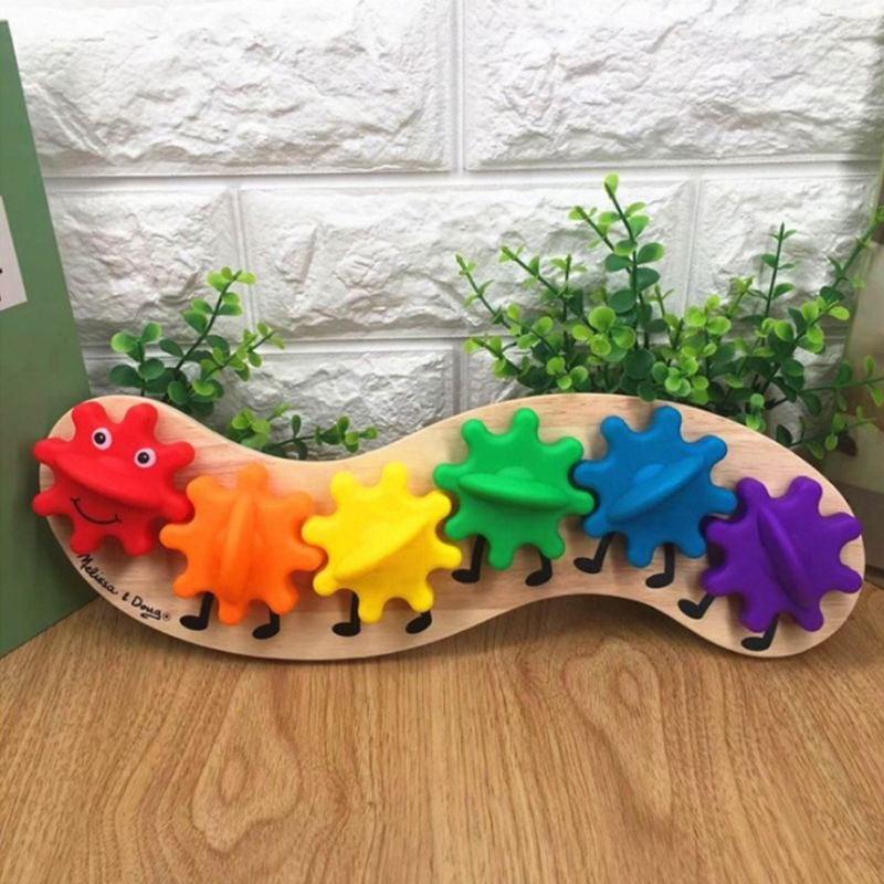 Fidtoy Rainbow Caterpillar Gear Toy for Toddlers – Color Matching & Fine Motor Learning Toy