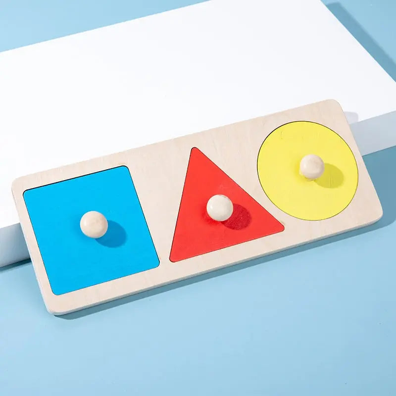 Fidtoy Geometric Shapes Learning Puzzle – Montessori Wooden Educational Toy for Toddlers