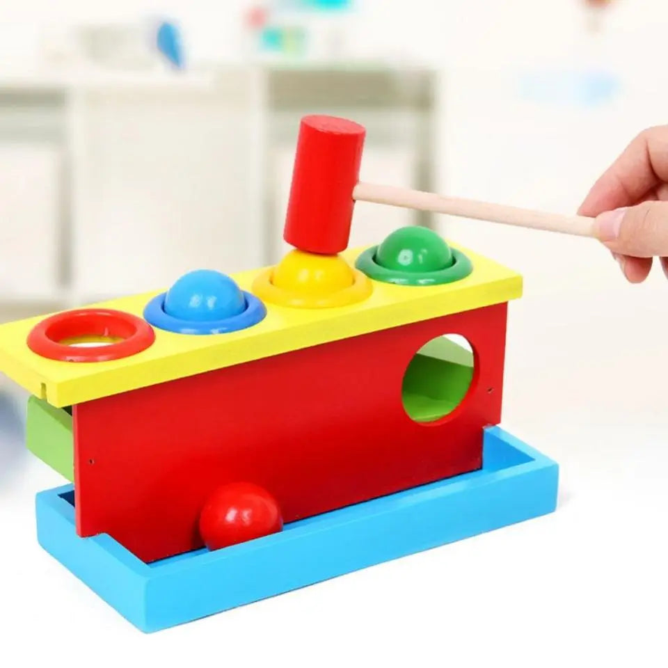 Fidtoy Wooden Hammer Game 4 Colors – Montessori Early Learning Toy for Toddlers