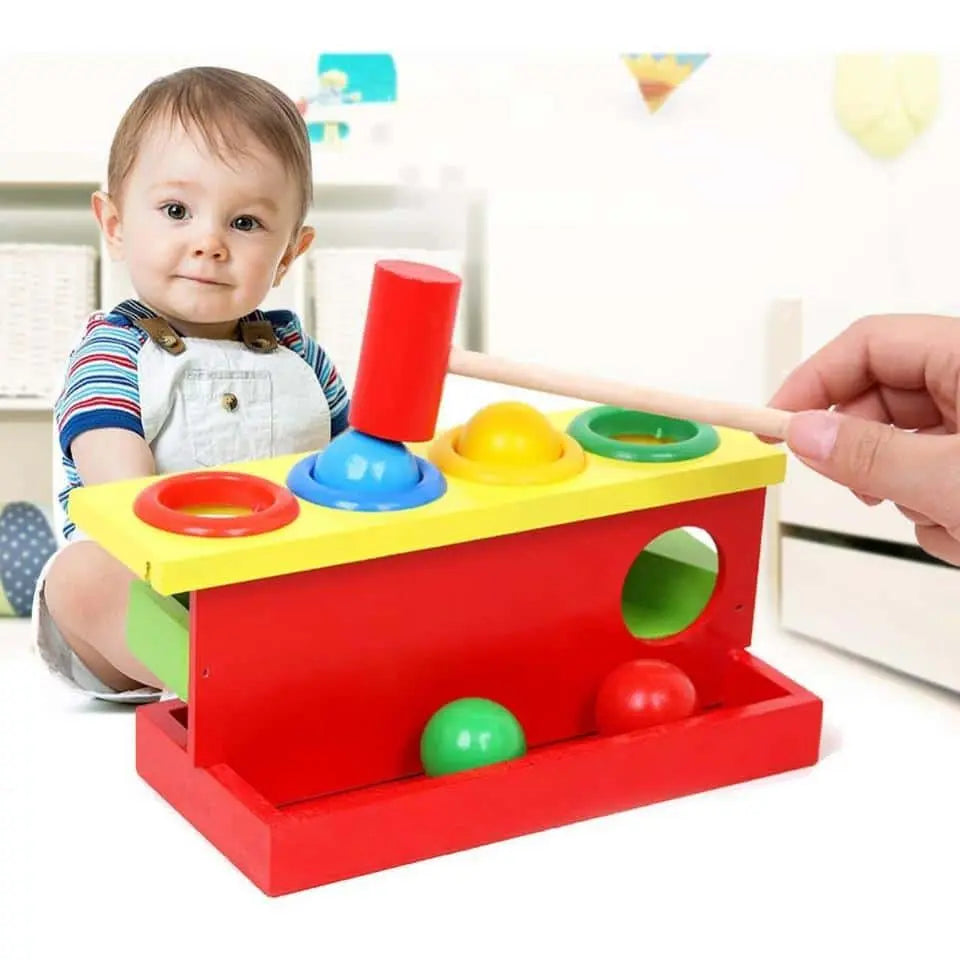 Fidtoy Wooden Hammer Game 4 Colors – Montessori Early Learning Toy for Toddlers