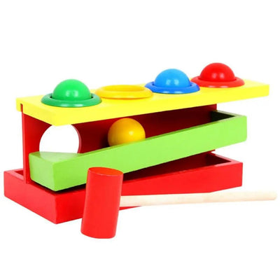 Fidtoy Juego de Martillo de Madera 4 Colores – Juguete Montessori de Aprendizaje Temprano para Niños Pequeños