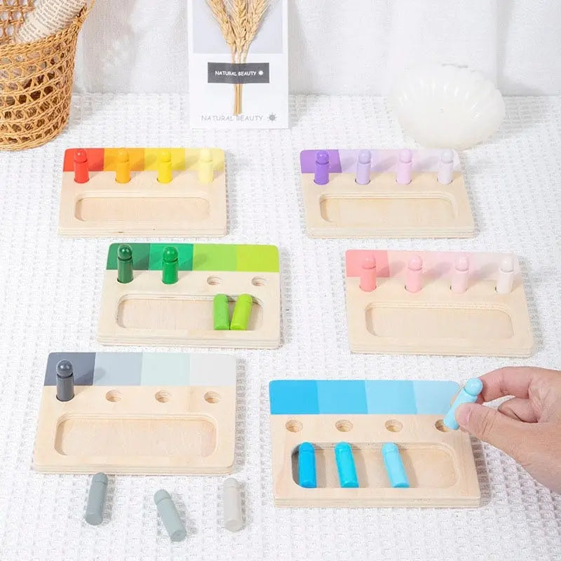 Jeu de pions en bois Fidtoy – Jouet d'apprentissage des formes et des couleurs Montessori pour les tout-petits