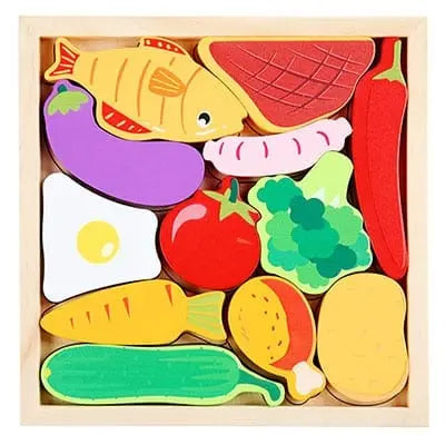 Fidtoy Wooden Tangram - Fruits Educational Toy for Toddlers Montessori Math and Shape Learning