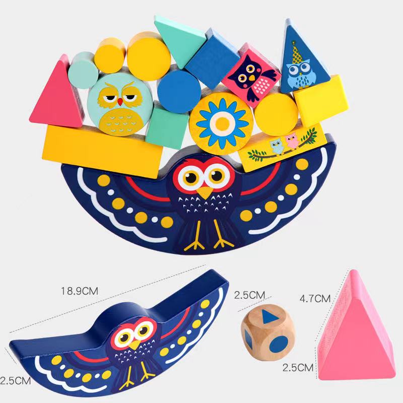 Wooden Owl Balance Game - Fine motor skills toys