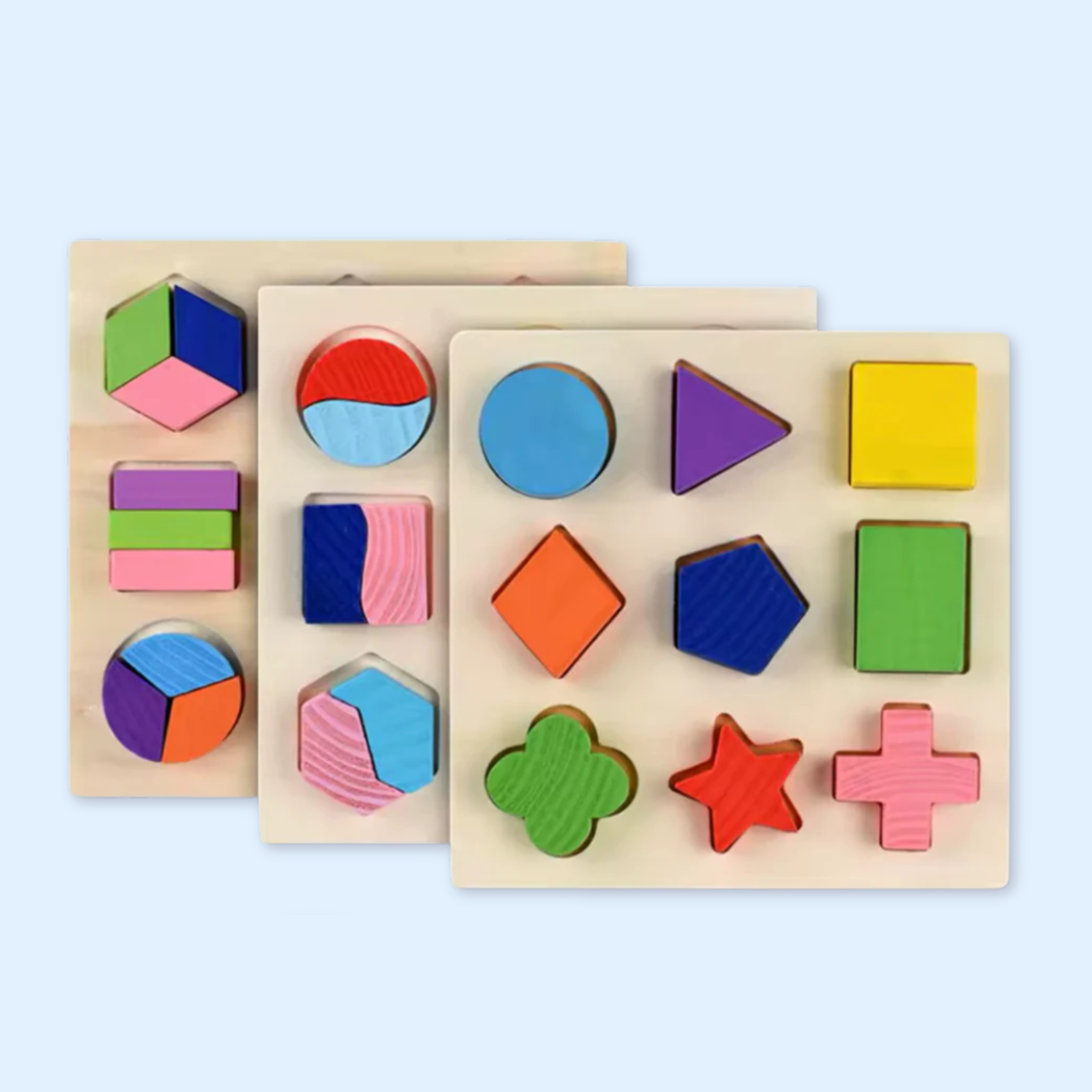 Fidtoy Montessori Wooden Shape Puzzle Set for Toddlers Early Learning