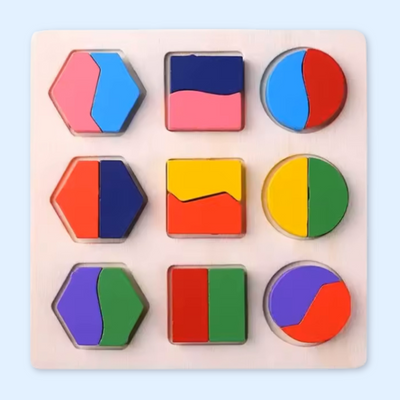 Fidtoy Montessori Wooden Shape Puzzle Set for Toddlers Early Learning