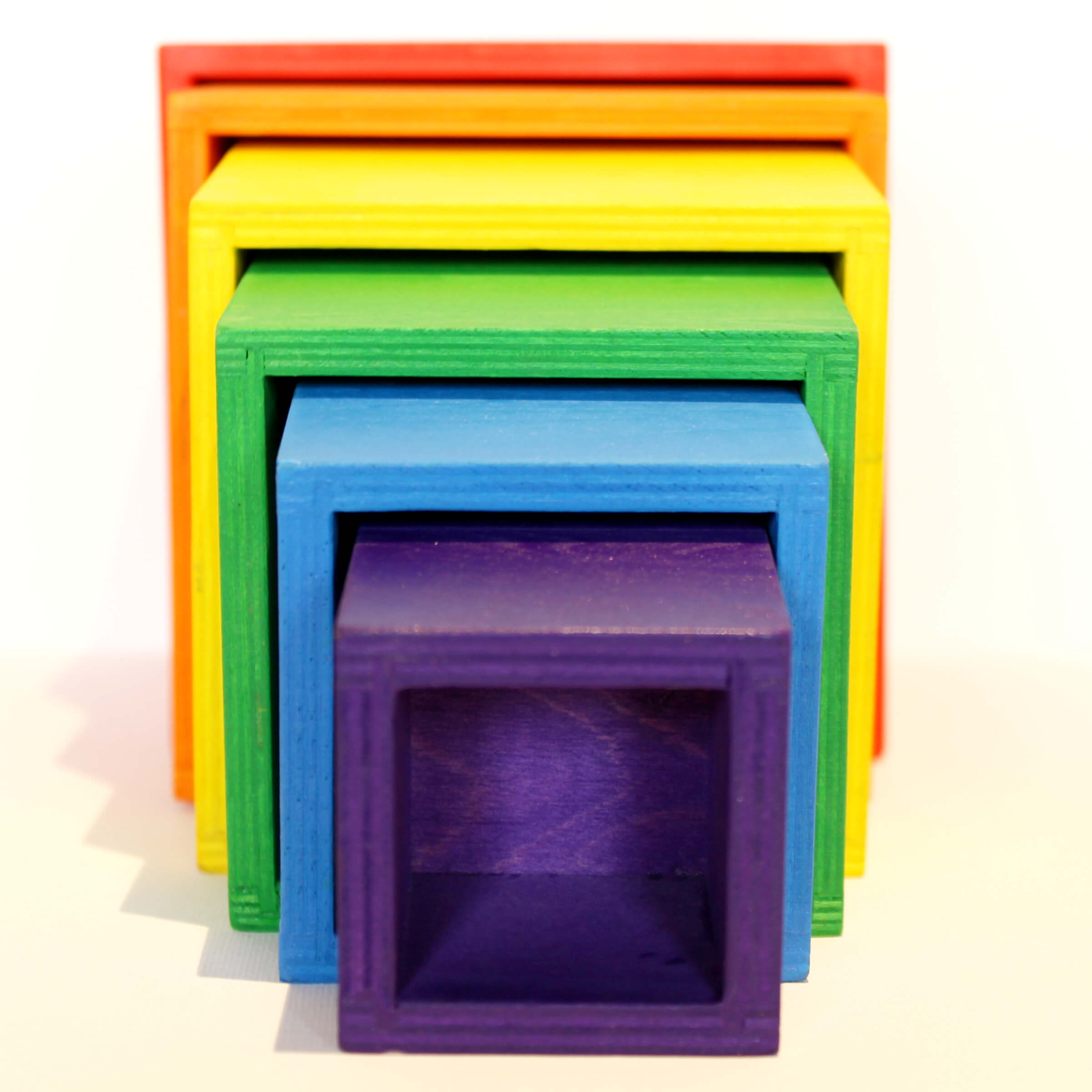 Fidtoy Rainbow Stacking Boxes Wooden Nesting Toy for Kids 3+