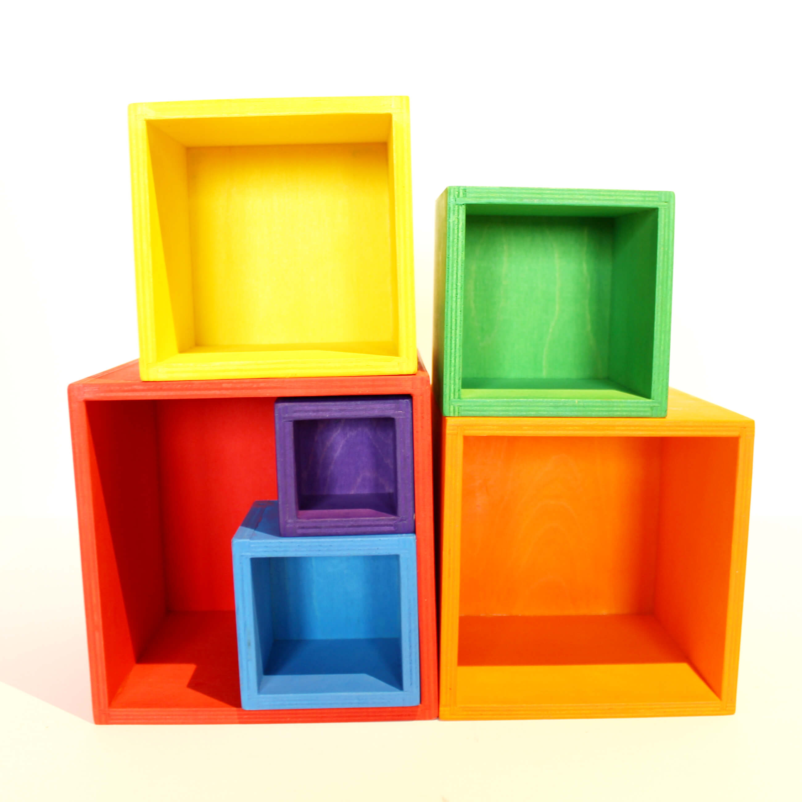 Fidtoy Rainbow Stacking Boxes Wooden Nesting Toy for Kids 3+
