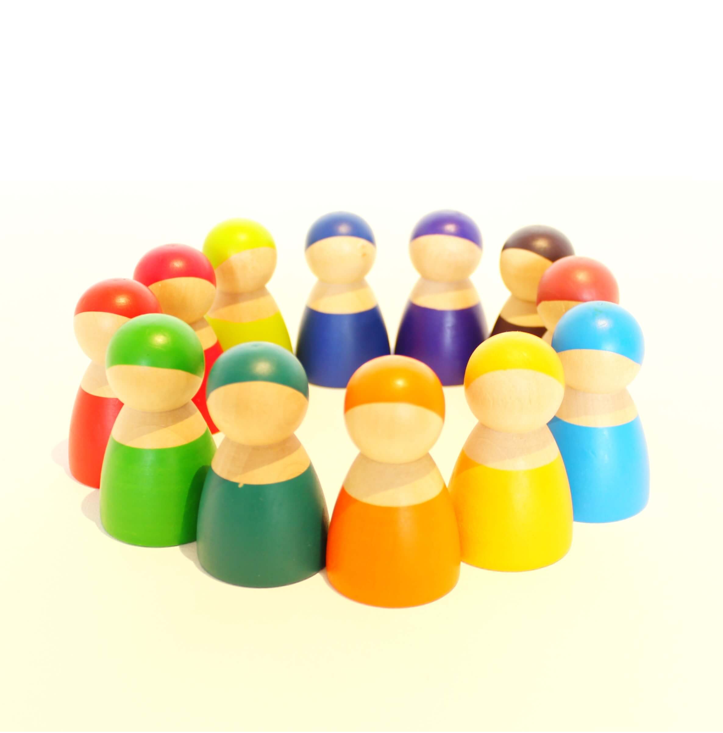 Fidtoy Amis en Bois Arc-en-ciel, Set de Poupées en Bois pour Enfants 3 ans et plus