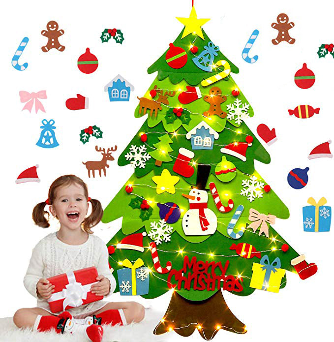 Fidtoy Felt Christmas Tree Wall-Mountable DIY Holiday Decoration for Kids