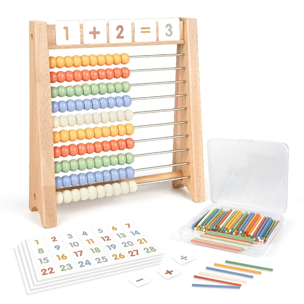 Fidtoy Wooden Math Toy Set for Kids Counting Addition Multiplication Learning Kit