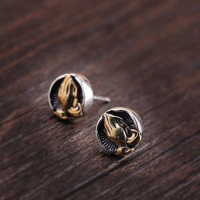 Buddha Stones 925 Sterling Silver Namaste Equality Stud Earrings Earrings BS 10
