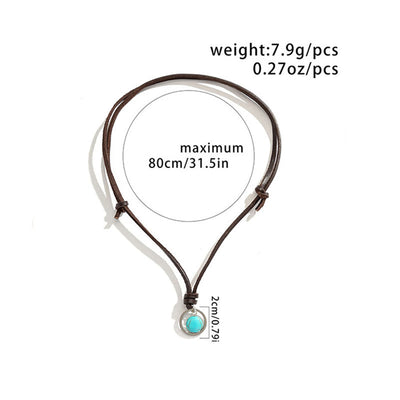 Buddha Stones Round Turquoise Stone Protection Strength Necklace Pendant Necklaces & Pendants BS 11