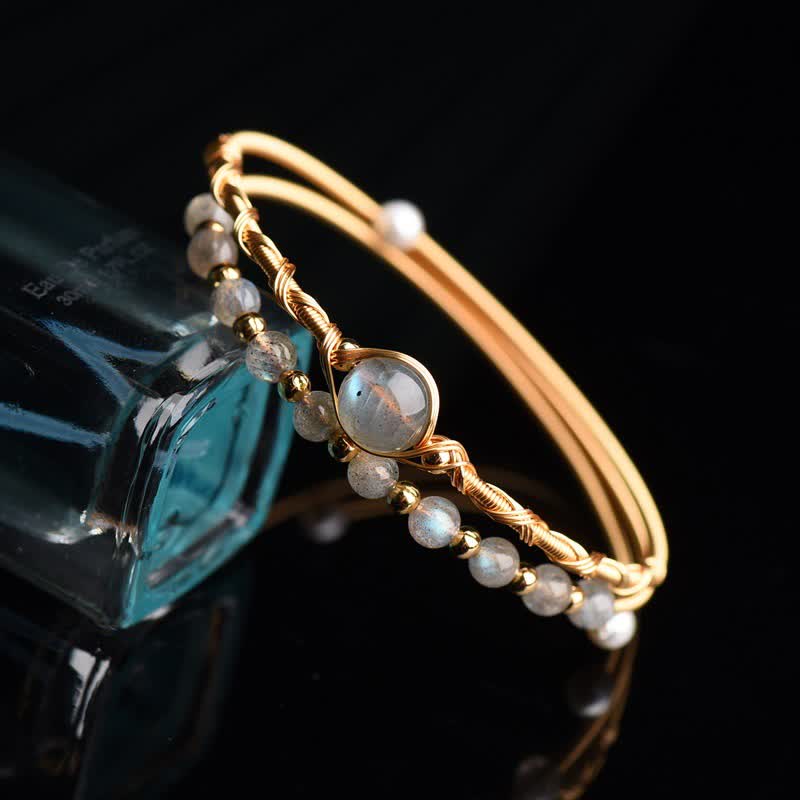 Buddha Stones Moonstone Healing Love Bracelet Bangle Bracelet Bangle BS 1