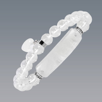 Foviel Natural Quartz Love Heart Healing Beads Bracelet