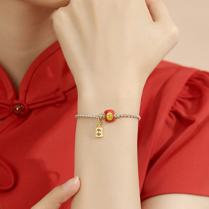 Buddha Stones 925 Sterling Silver Handmade Auspicious Chinese Character Blessing Braided String Bracelet Bracelet BS 8