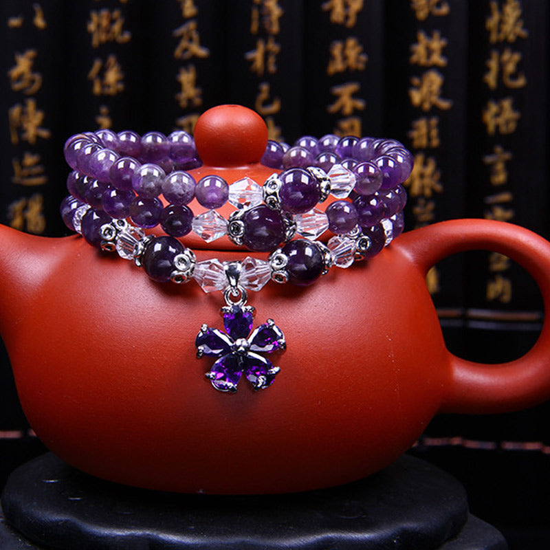 Buddha Stones Tibetan Amethyst Blessing Bracelet Mala Bracelet BS 3