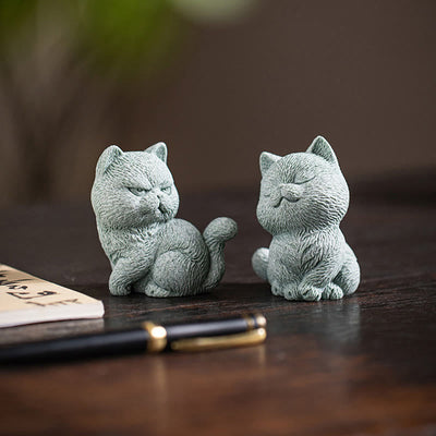 Buddha Stones Small Cat Home Tea Pet Figurine Desk Decoration Decorations BS 13