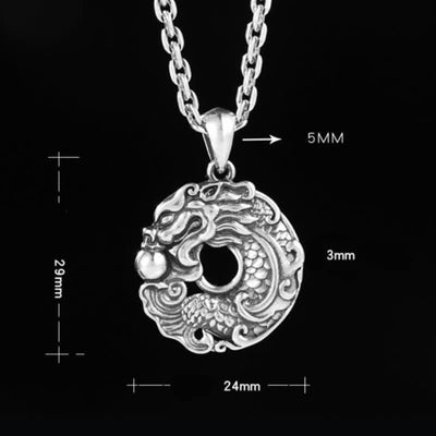 Buddha Stones Koi Fish Dragon Peace Buckle Wealth Necklace Pendant Necklaces & Pendants BS 13