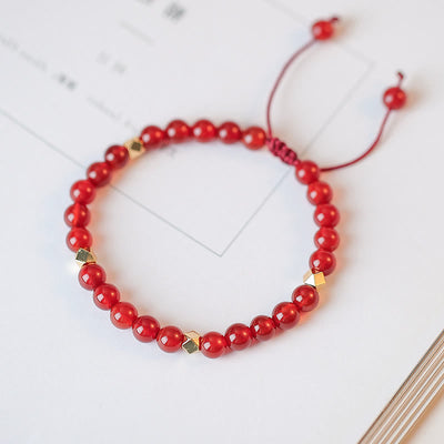 Natural Red Agate Endless Knot Four Leaf Clover Star Confidence String Bracelet Bracelet BS 6